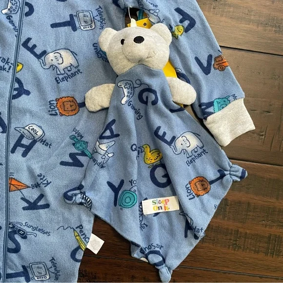 Sleep On It Alphabet Print Pajamas with Matching Lovey NWT - Picture 7 of 11